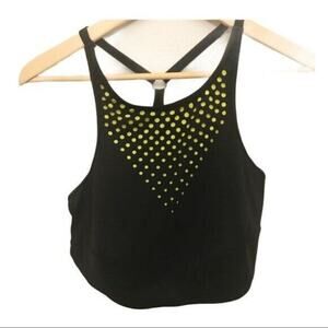 Sports Bra Black and Neon Yellow 80's 90s Profile by Gottex Womens Sz 16